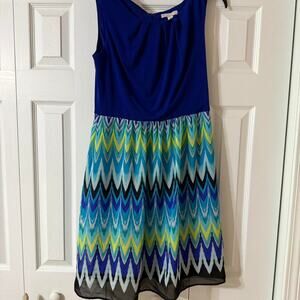 Dress Barn Women's Size 10 Blue and yellow dress